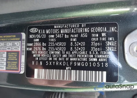 2021 Kia Sorento Sx/Sxp from USA, damaged, VIN 5XYRKDLF9MG010518